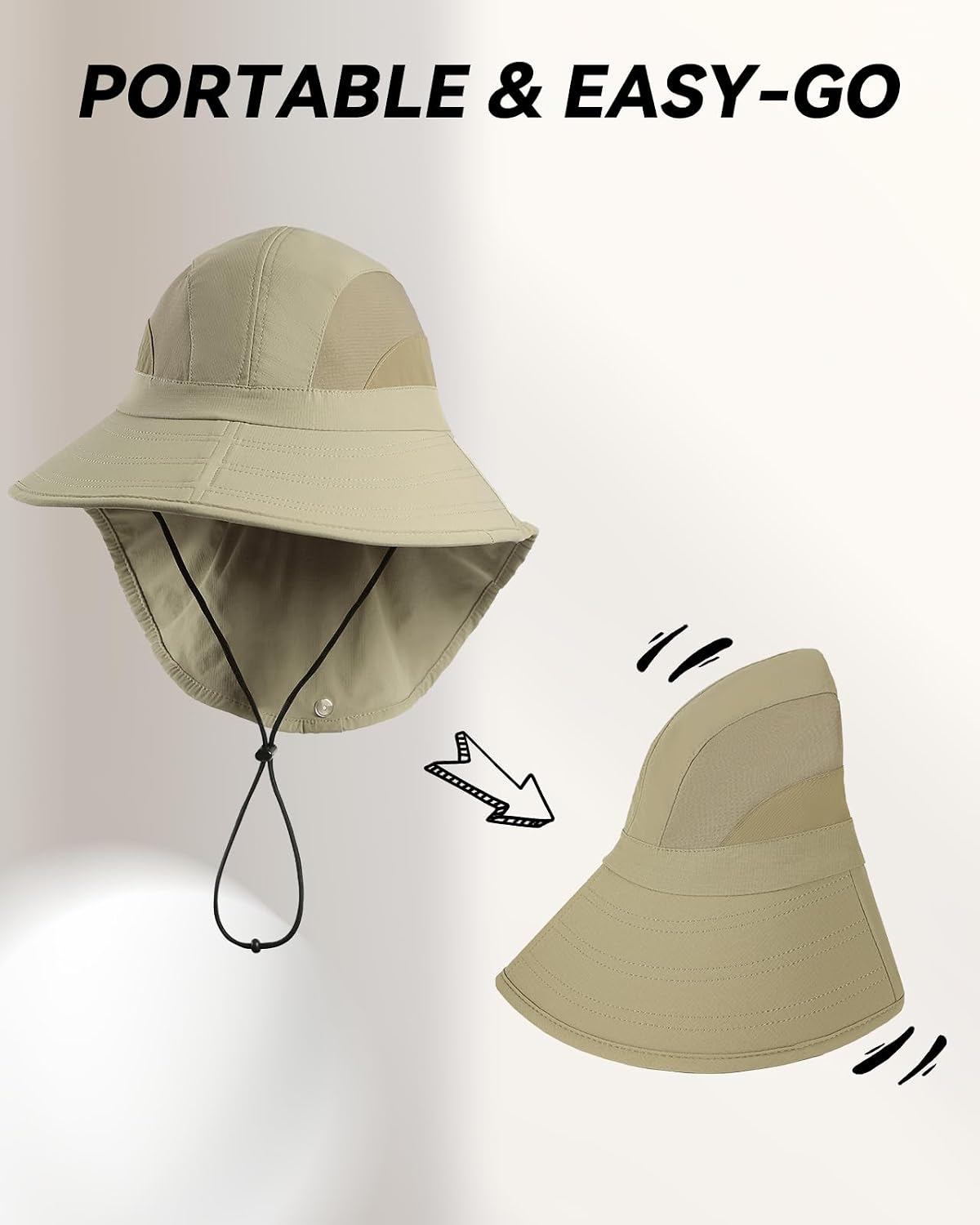 Sun Hat Outdoor with Large-Area Neck Flap, UV Protection Quick-Dry Breathable Fishing Hat for Hiking Garden