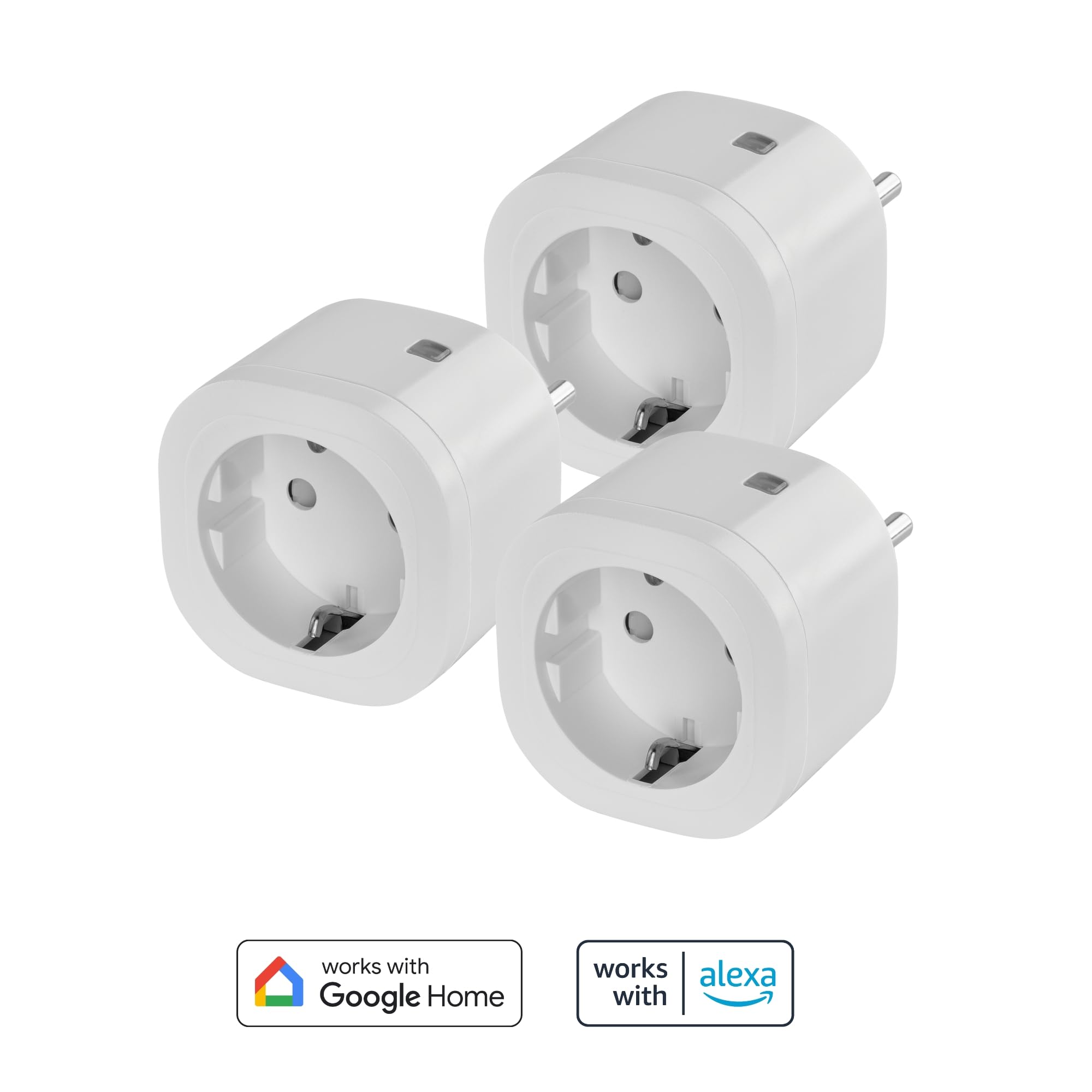OMAJIN by Netatmo Set di 3 prese intelligenti, Timer, Monitoraggio Consumo, Controllo Remoto, Spegnimento Ritardato, Risparmio Energetico, Wi-Fi 2.4GHz/Bluetooth, 16A/3680W, senza hub, OBU-3SP-SK