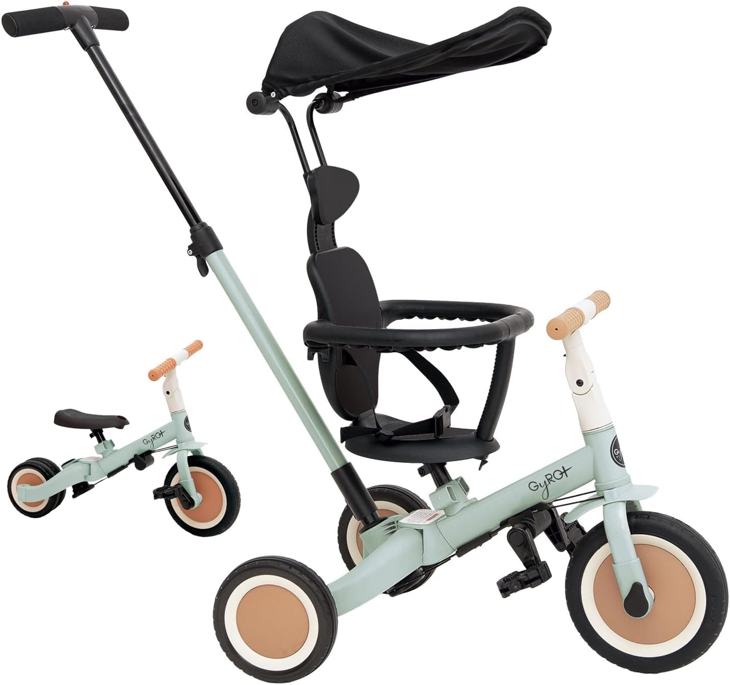 Olmitos Evolutionäres Babydreirad, 5-in-1, Kinderfahrrad von 1 Jahr bis 5 Jahren, vom Dreirad zum Fahrrad mit oder ohne Pedale – anpassbar und transformierbar (Grün +) Spielzeug