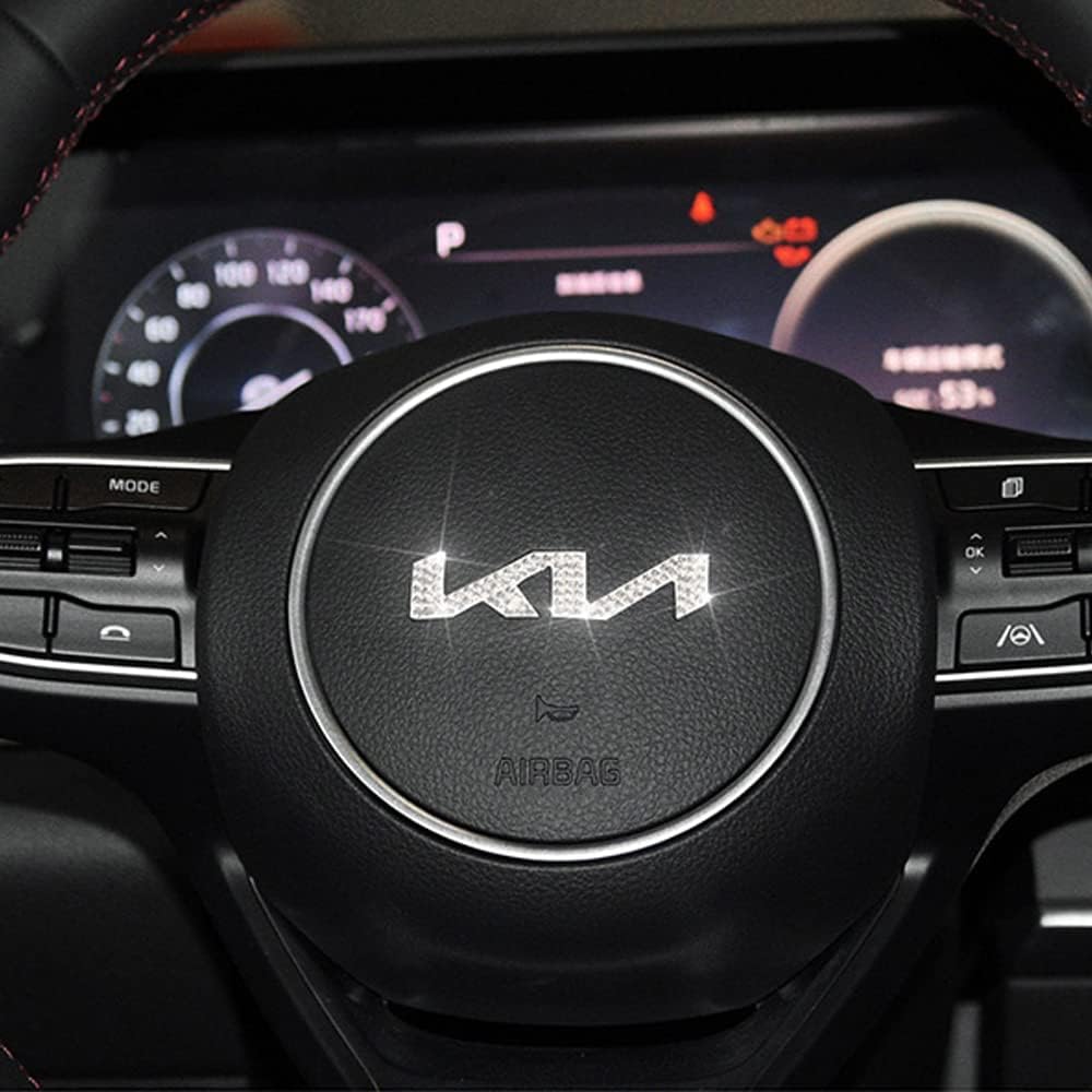 1 Pcs 60mm*15mm Bling Steering Wheel Emblem Sparkly Diamond Logo Overlay Bling Accessories for KIA