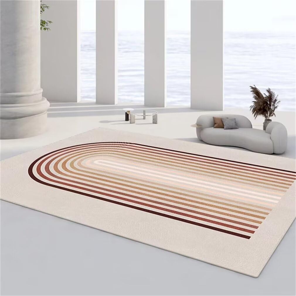 Tapis doux design simple à rayures pour simplifier l'entretien du salon