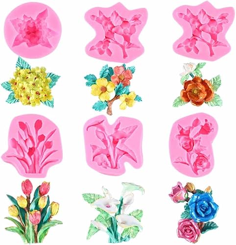 Miniatura 2 de Molde de silicona para pastel de tulipán rosa, moldes de fondant de flores 3D, herramienta para hornear, cupcake, jalata, caramelo, chocolate,