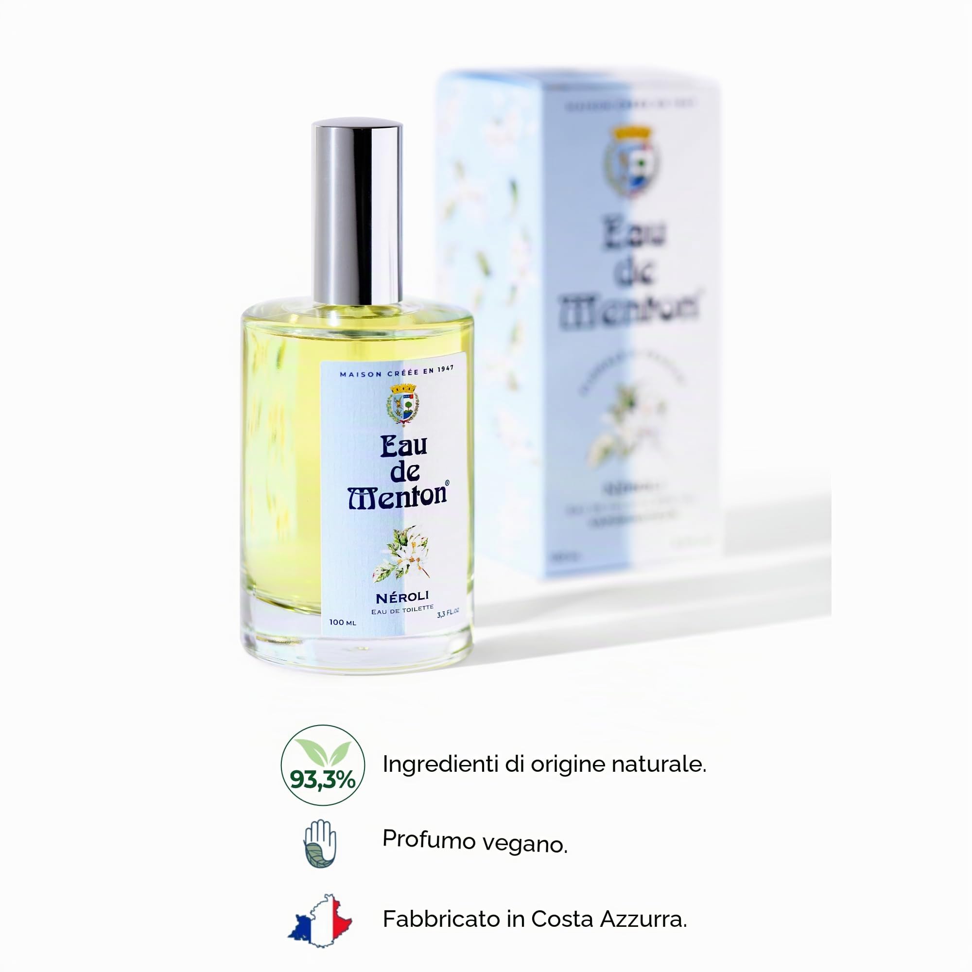 Eau de Menton - Neroli (Fleuro d'Oranger) - Eau de Toilette Donna Artigiano Profumatore in Costa Azzurra (100ml)