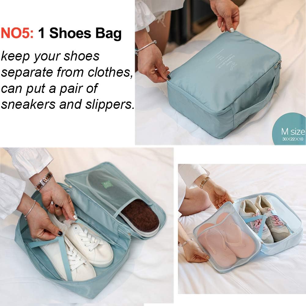 Travel Packing Cubes 8 Pcs Set, Luggage Packing Organizers with Shoe Bag and Toiletry Bag - Image 4
