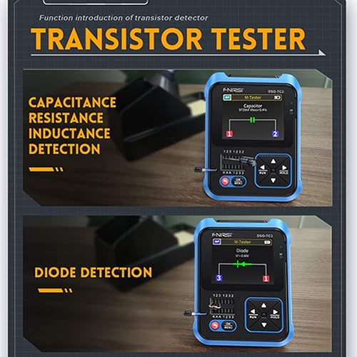 Miniatura 7 de Osciloscopio DSO-TC3 - Osciloscopio de mano 3 en 1 y generador de señal DDS y probador de transistor, ancho de banda de 500 Khz 10 MSas tasa de