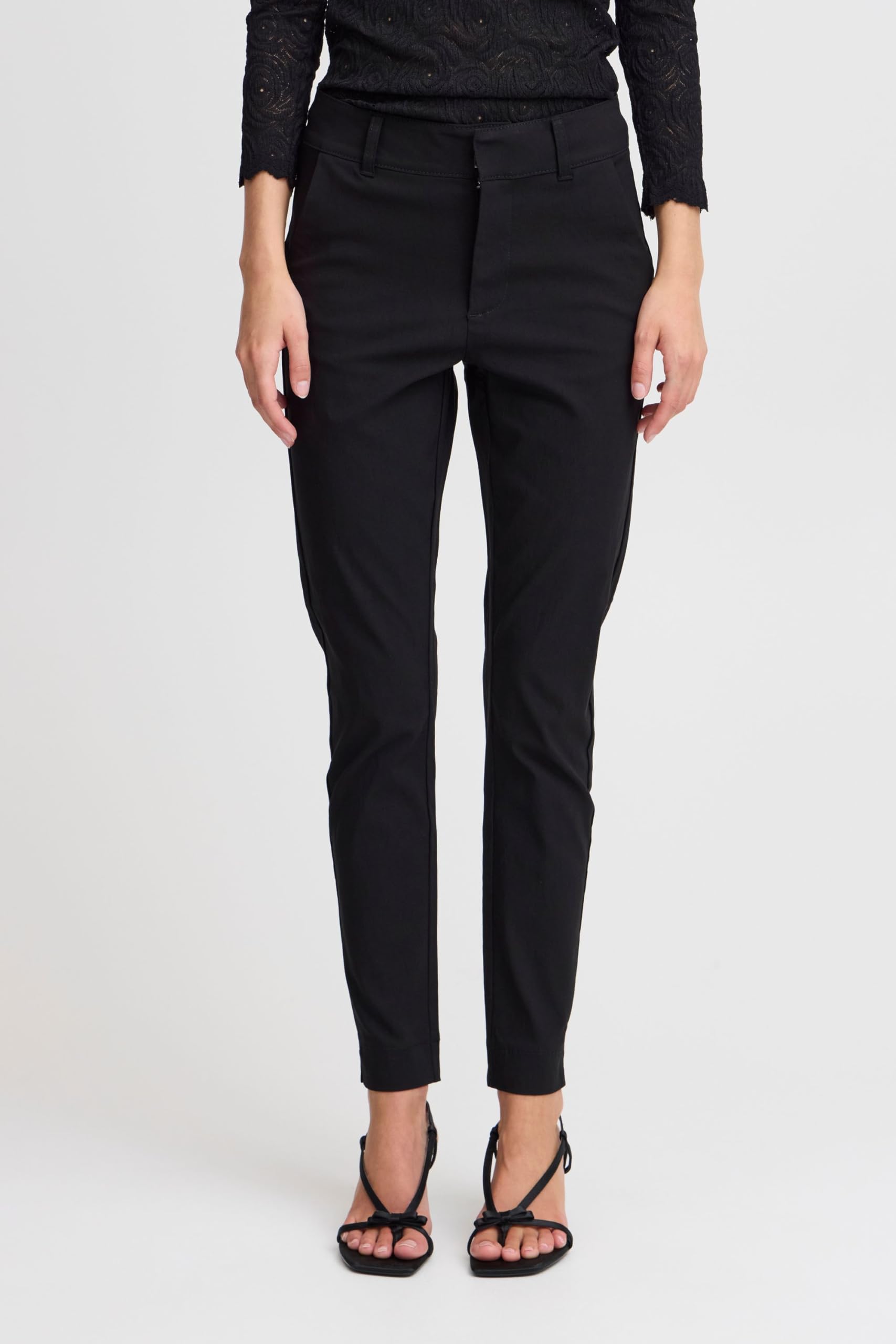 b.young BYDIXI Pantalon chino pour femme avec poches latérales, passants de ceinture, élastique, coupe ajustée