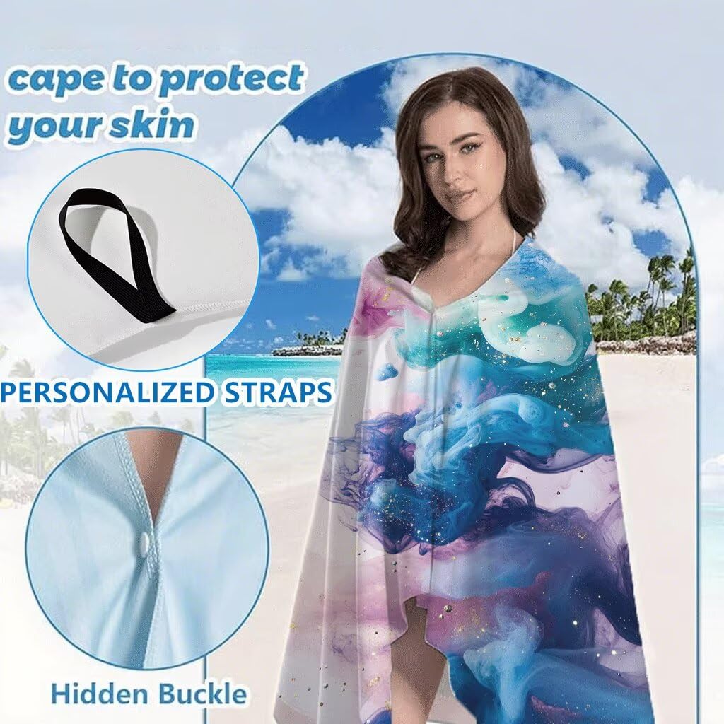 Serviette de Plage 90x180cm, Rêve Serviette Microfibre Lot de 2 Couleur Motif Ultra Absorbantes Séchage Rapide Anti Sable Légère Drap de Plage avec Bouton Pression Design pour Piscine Voyages,Model167