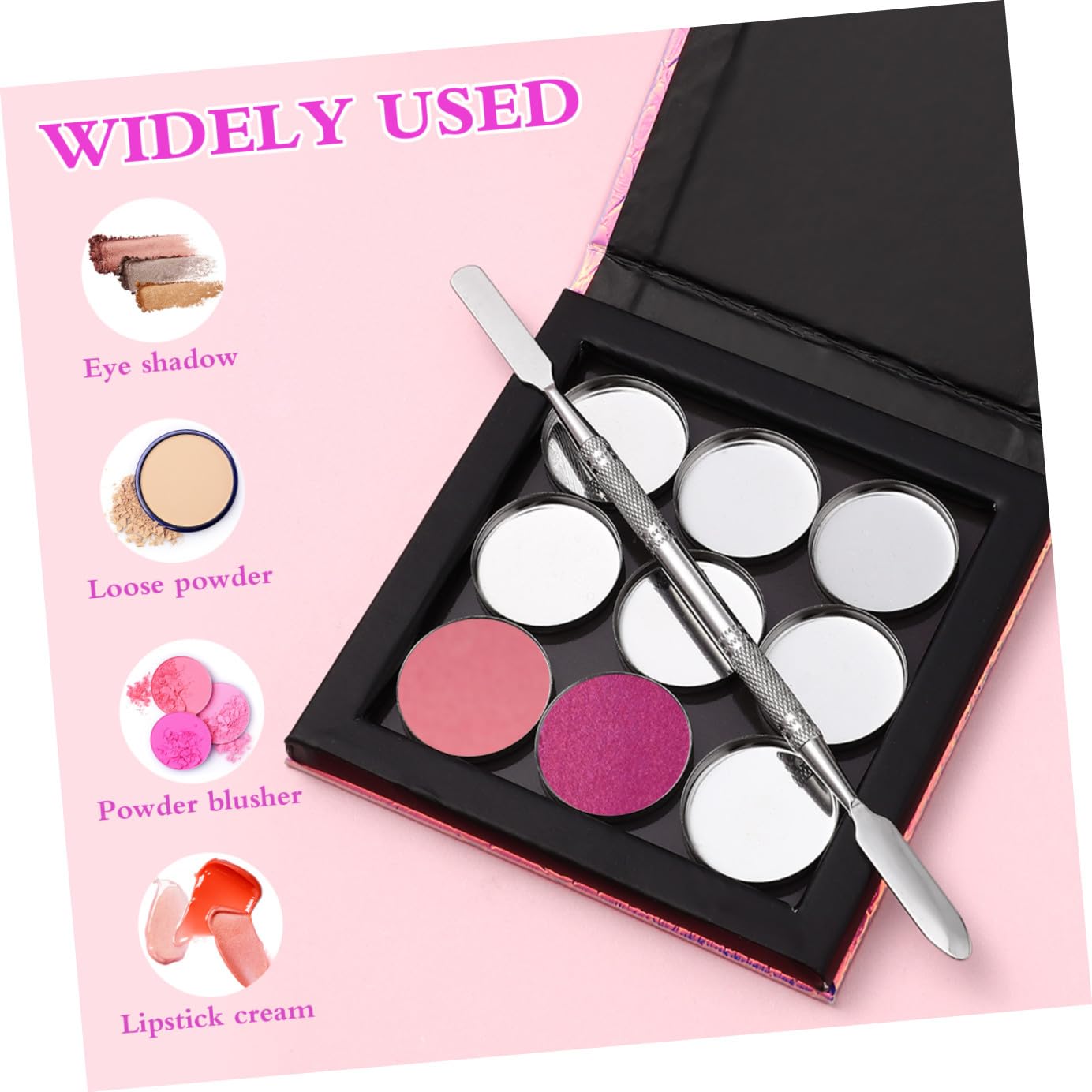 FRCOLOR 2 Set vassoio per il trucco vuoto porta ombretto vuoto tavolozza magnetica piccola tavolozza di ombretti vuota tavolozza magnetica vuota di grandi dimensioni rossetto suite spatola