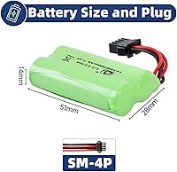 Vista 3 de 2 unids 7.4v 500mah batería de iones de litio SM4P enchufe con 7.4v cable USB para bolas de gel Blaster pistola eléctrica de agua