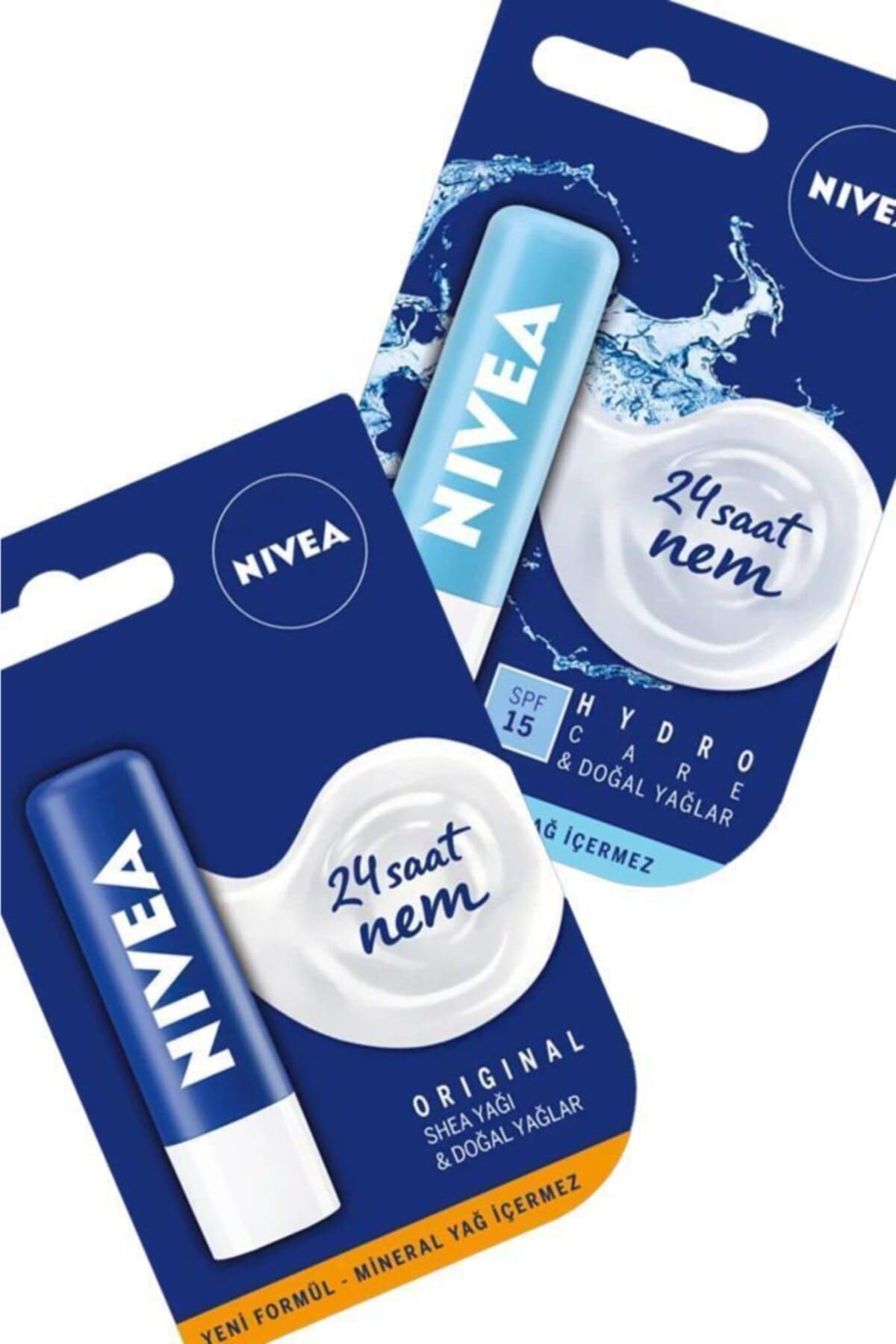 NIVEA 24h Nemlendirici Güneş Korumalı Dudak Bakım Seti SPF 15 Shea Yağı ile 2'li