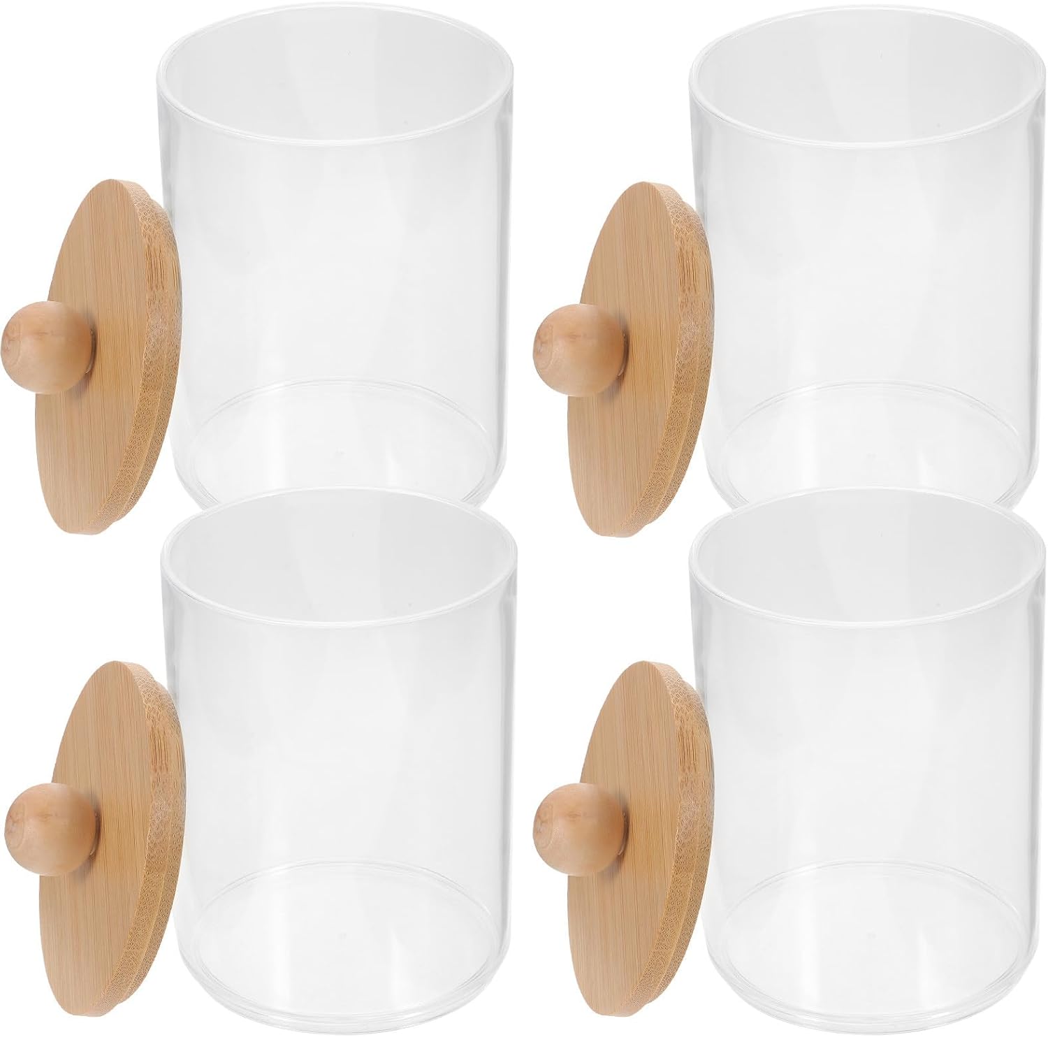 4pcs Toothpick Holder Container Set with Lid, round Portable Swab Organizer Canisters for Desktop Storage, Creative Kitchen Accessories for Home and Travel