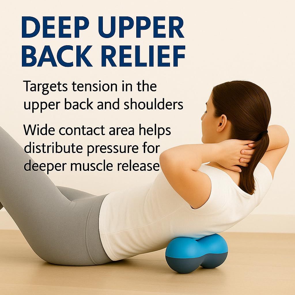 Peanut Massage Ball Set,Oversized & Standard 2-Pack,Deep Tissue Roller for Back, Neck,Legs & Shoulders,Trigger Point & Myofascial Release,Pain Relief,Unique Dual-Color Design Blue Grey-Stylish & Rare