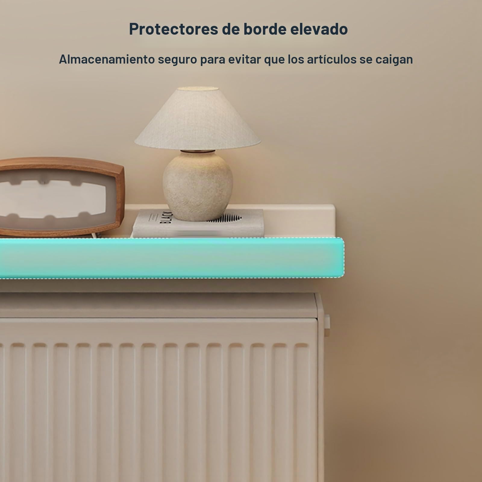 Balda Radiador de Pared de MDF, Cubreradiador, Baldas Flotantes Pared, Bordes Elevados para Evitar Caídas, para El Hogar, Sala de Estar, Dormitorio, Capacidad de Carga 25 Kg(White,90*12cm/35*5in)