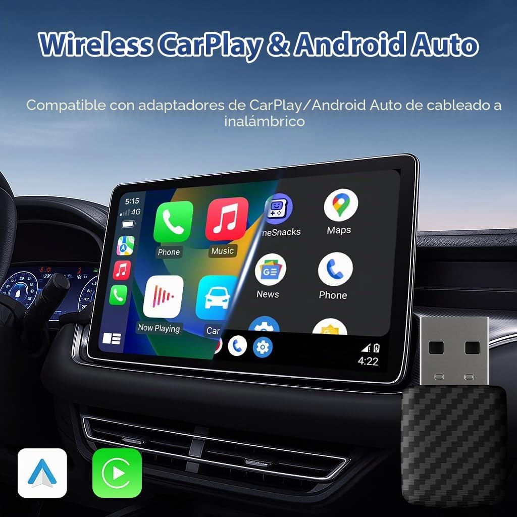 Mini Adaptador inalámbrico USB CarPlay, dongle Multimedia, Adaptador inalámbrico Android Auto 2 en 1, convertir cableado a inalámbrico, actualización (A10)
