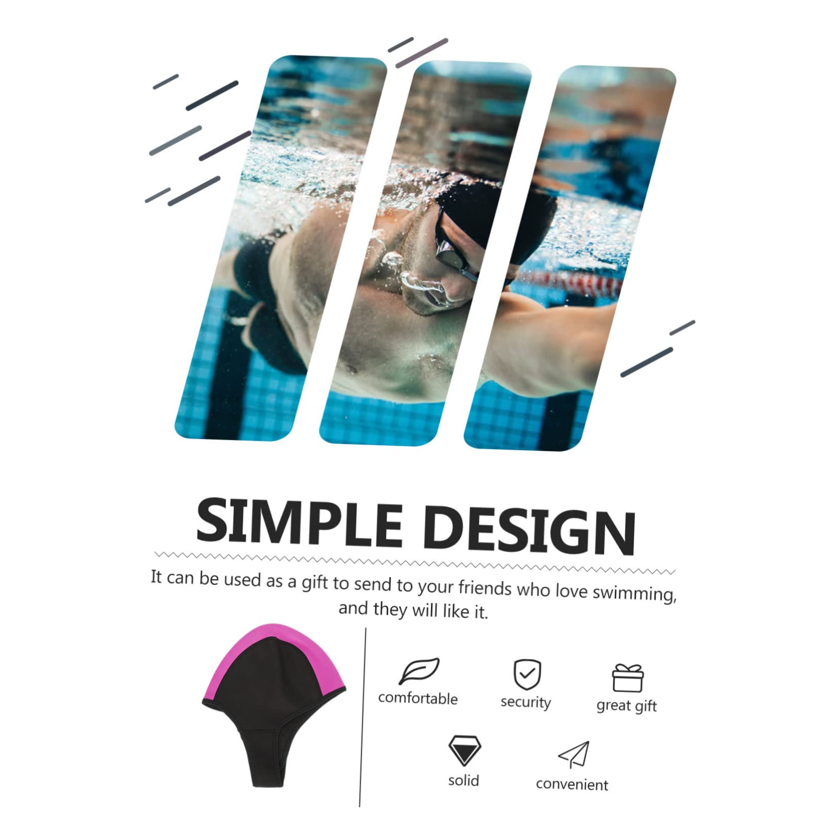 HANABASS 3piezas Gorro De Neopreno para Natación y Buceo Protección Térmica y Aislamiento Unisex Color Negro y Rosa Cómodo para Actividades Acuáticas