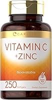 Vista 1 de Carlyle Vitamina C con zinc 250 cápsulas blandas Biodisponible Ácido ascórbico Óxido de zinc Suplemento sin OMG y sin gluten