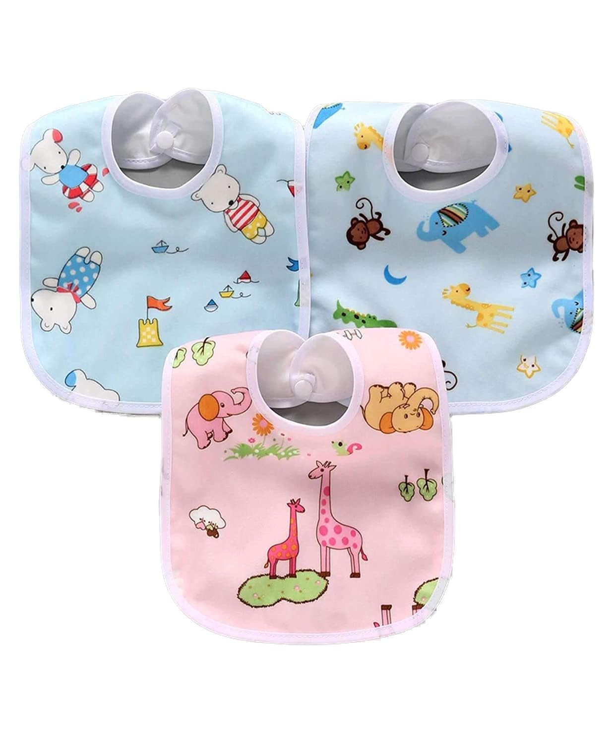 Waterproof Baby Apron with Bib Pack of 3 Bibs-image-43