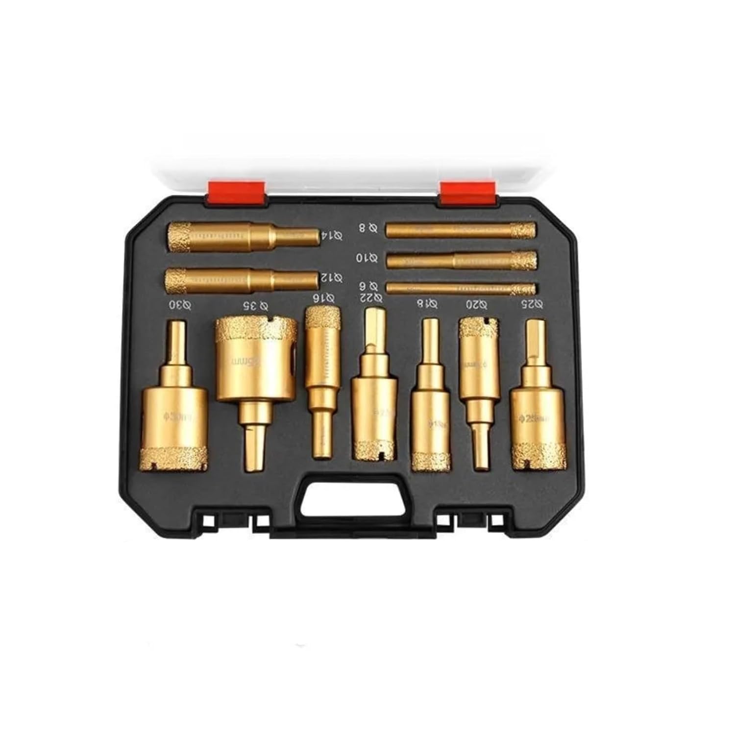 Diamond Drill Bits Set, 12 Piece Vacuum Brazed Hole Saw Kit for Tile Glass Stone, 1/4" to 1-3/8" Core Bits, Dry and Wet Drilling with Storage Case