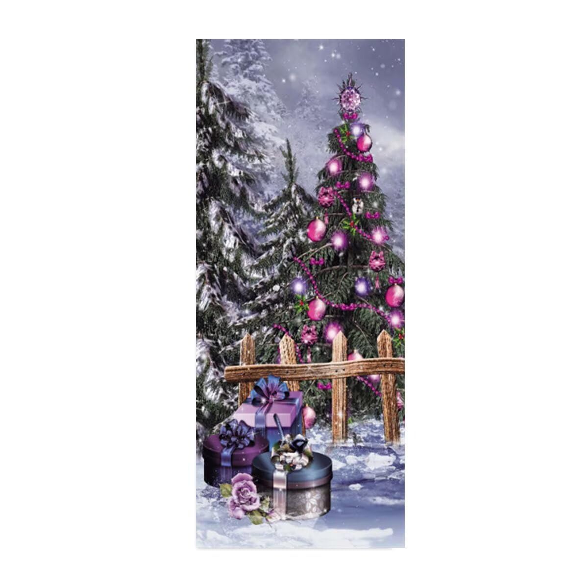 Vinilos Puertas 3D Vacaciones Árbol De Navidad Pegatinas Decorativas de Puerta Pegatina Pared Murales Adhesivo para Puerta para Interiores Dormitorio Bano Decoración del Hogar Regalo 95X215cm -MT2108