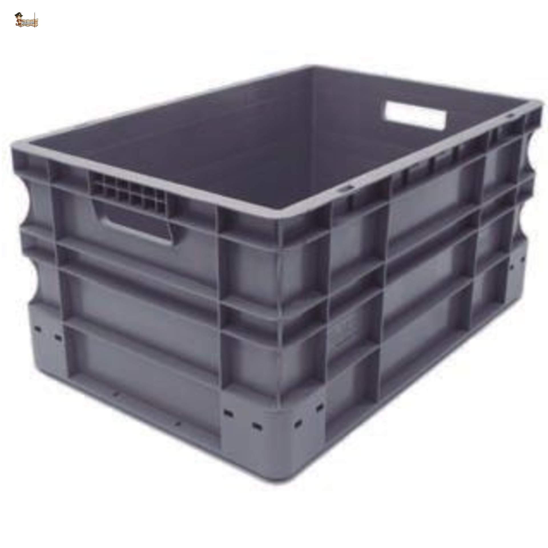 BricoLoco Caja gaveta almacenaje apilable plástico con o sin Tapa. Contenedor mudanza, Fruta, Alimentos. Asas. Certificado alimentario. (2, 600x400x290 mm)