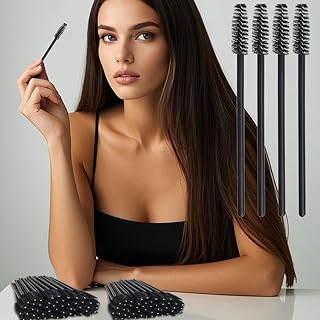 100Pcs Silicone Eyelash Brushes, Mascara Wands Applicator Makeup Kits, Eyelash Spoolies Brushes for Eyelash Extensions and Eyebrows