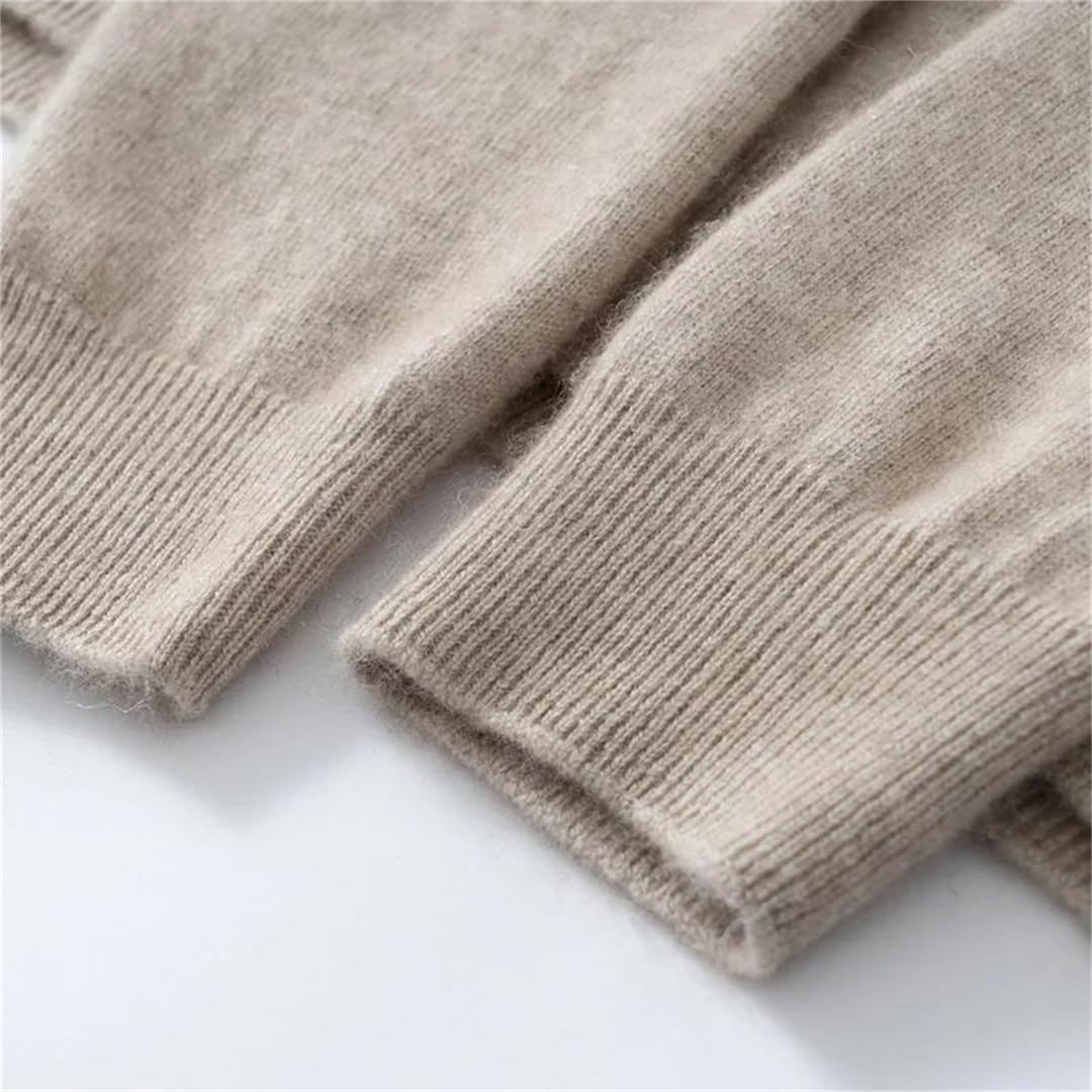 Men's Crewneck Pullover Sweater Cashmere Wool Blend Seamless Knit Business Casual Top with Ribbed Cuffs
