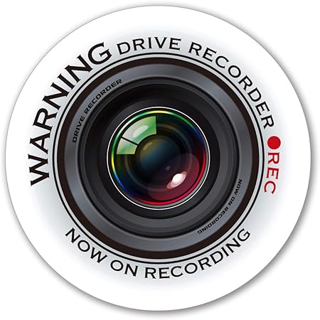 Amazon ドライブレコーダー スタイリッシュ 円形 録画中 ドラレコ 搭載車両 表示 ステッカー 防水 耐水 シール あおり 抑制 事故防止 7cm ホワイト 英語 サイン マーク 車 バイク
