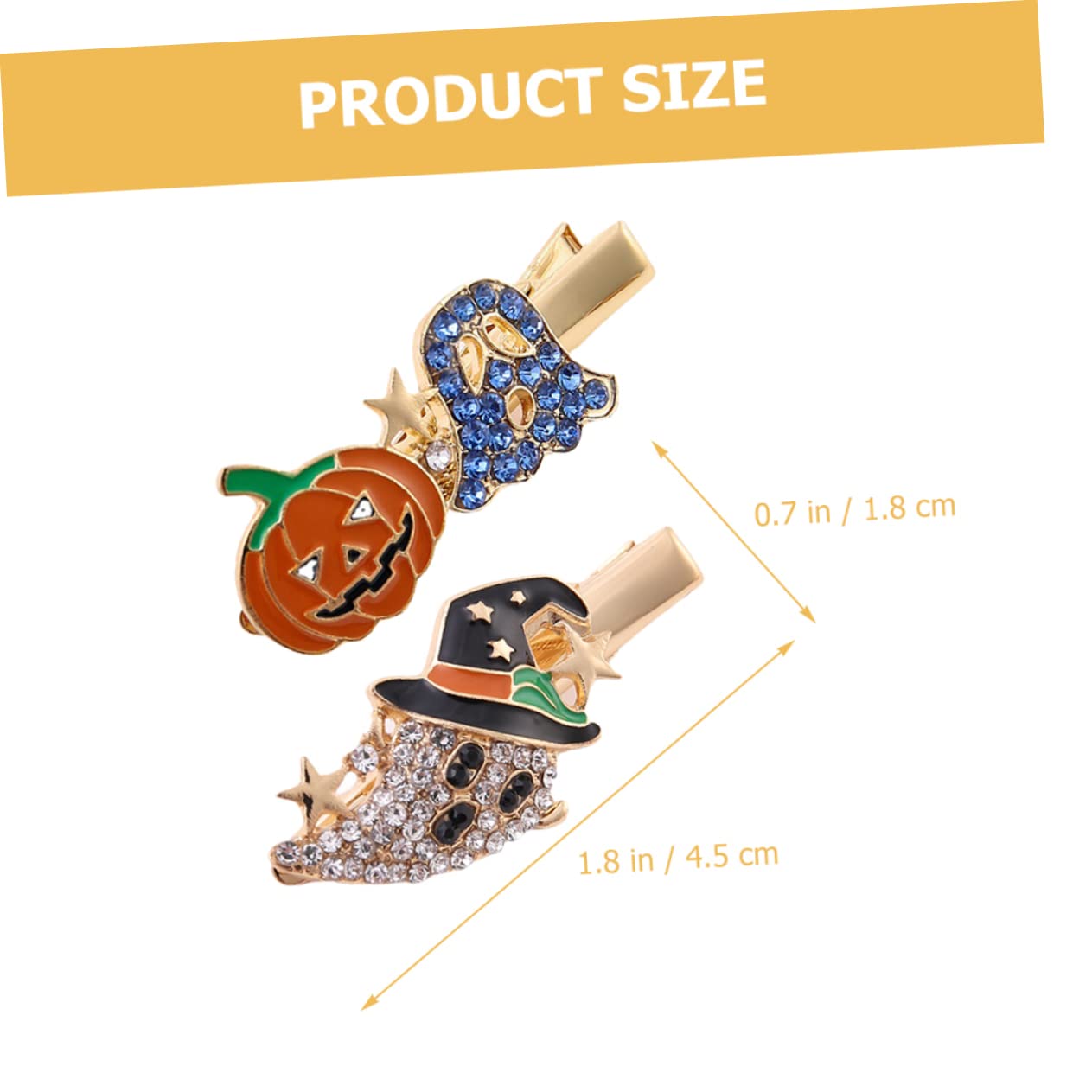 FRCOLOR 4 Sets Einzigartige Halloween-haar-accessoires Gothic Kürbis-haarspangen Geister- Strass Haarspangen Top-clip für Das Haar Modisch und 2 Stück * 4