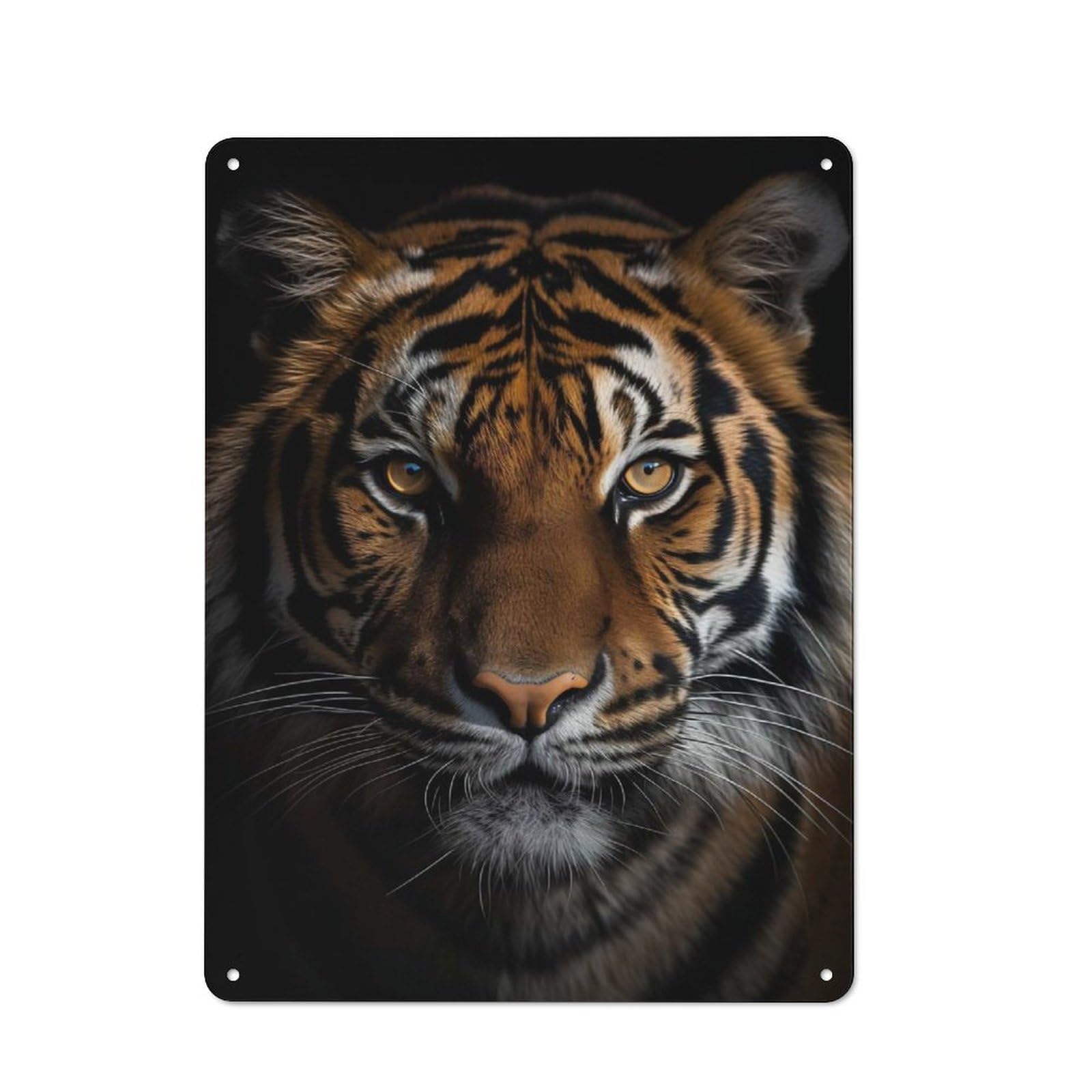 Tiger Face Metal Wall Plaque 40x30cm, Simple Retro Studio Wall Plaque for Office, Study, Studio Or Hallway