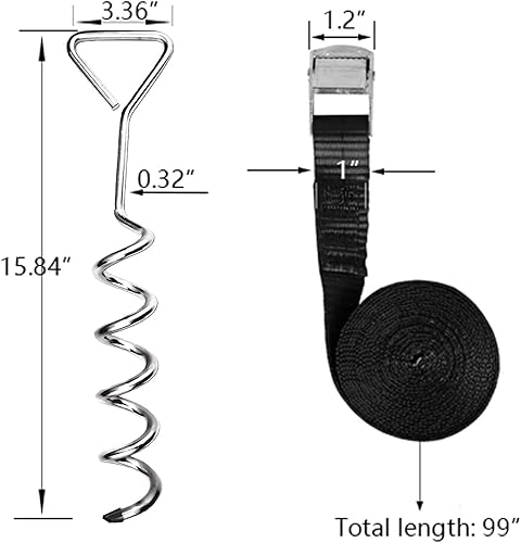 Miniatura 5 de Estacas para trampolín resistentes anclajes de viento alto, kit de anclajes de sacacorchos de acero galvanizado de 15.84 pulgadas para trampolín,