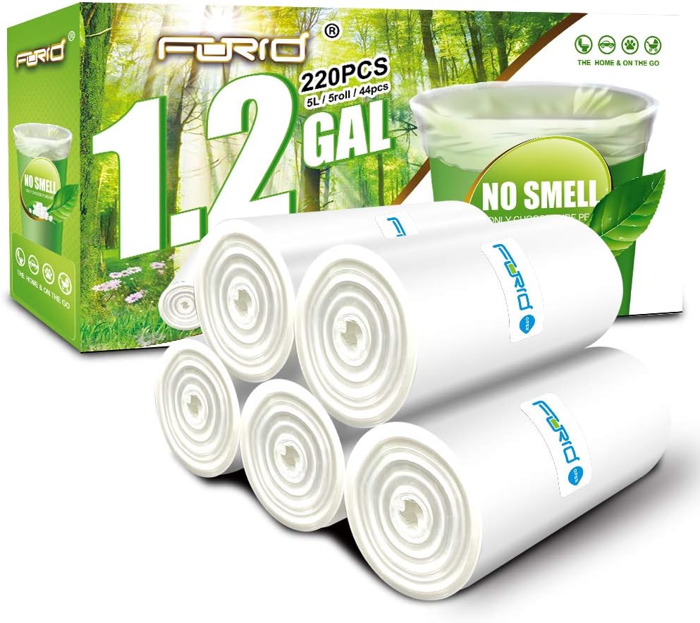 FORID 1.2 Gallon Mini Trash Bags Clear Garbage Bags for Home Bedroom Car