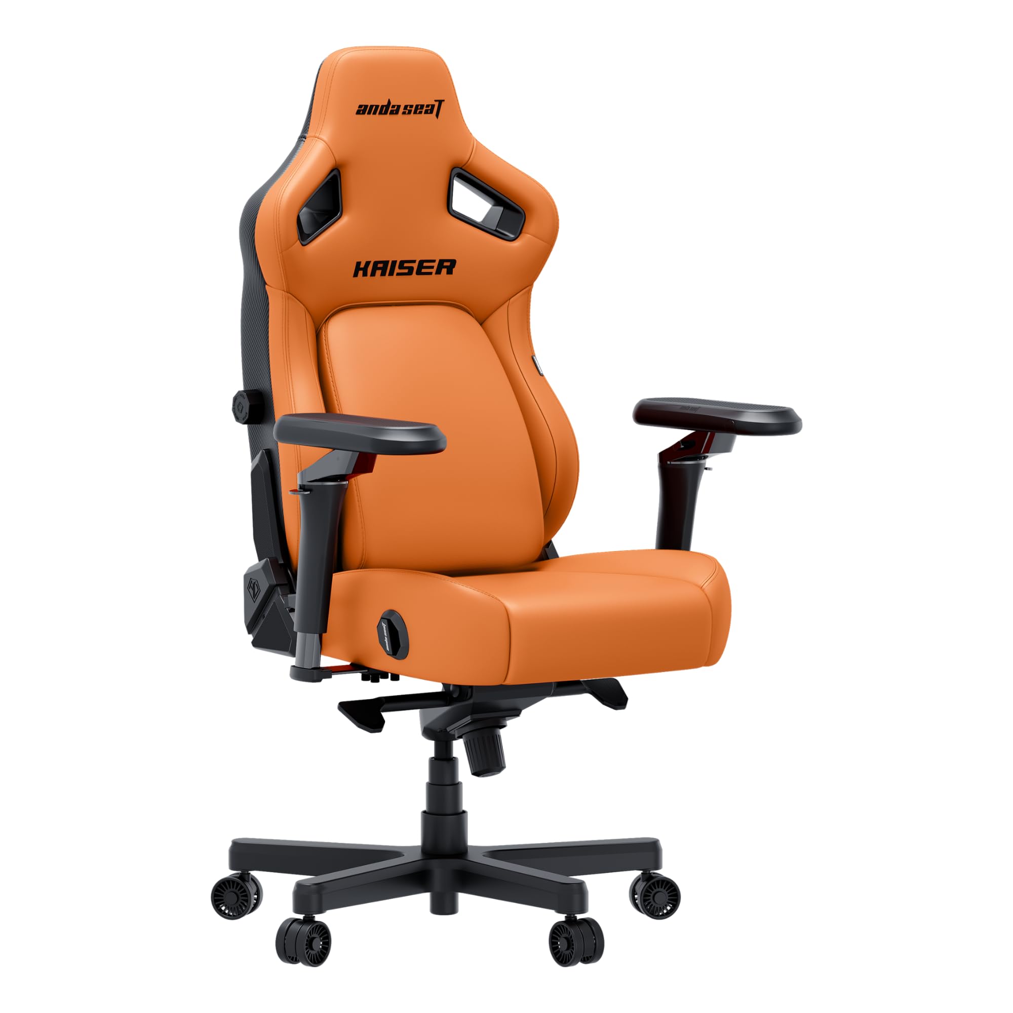Anda Seat Kaiser 4 Large Gaming Chair for Adults - Ergonomic Orange PVC Leather Gaming Seat with 6D Armrest, Comfortable Office Chair with Lumbar Support, Heavy Duty Wide Computer Seat
