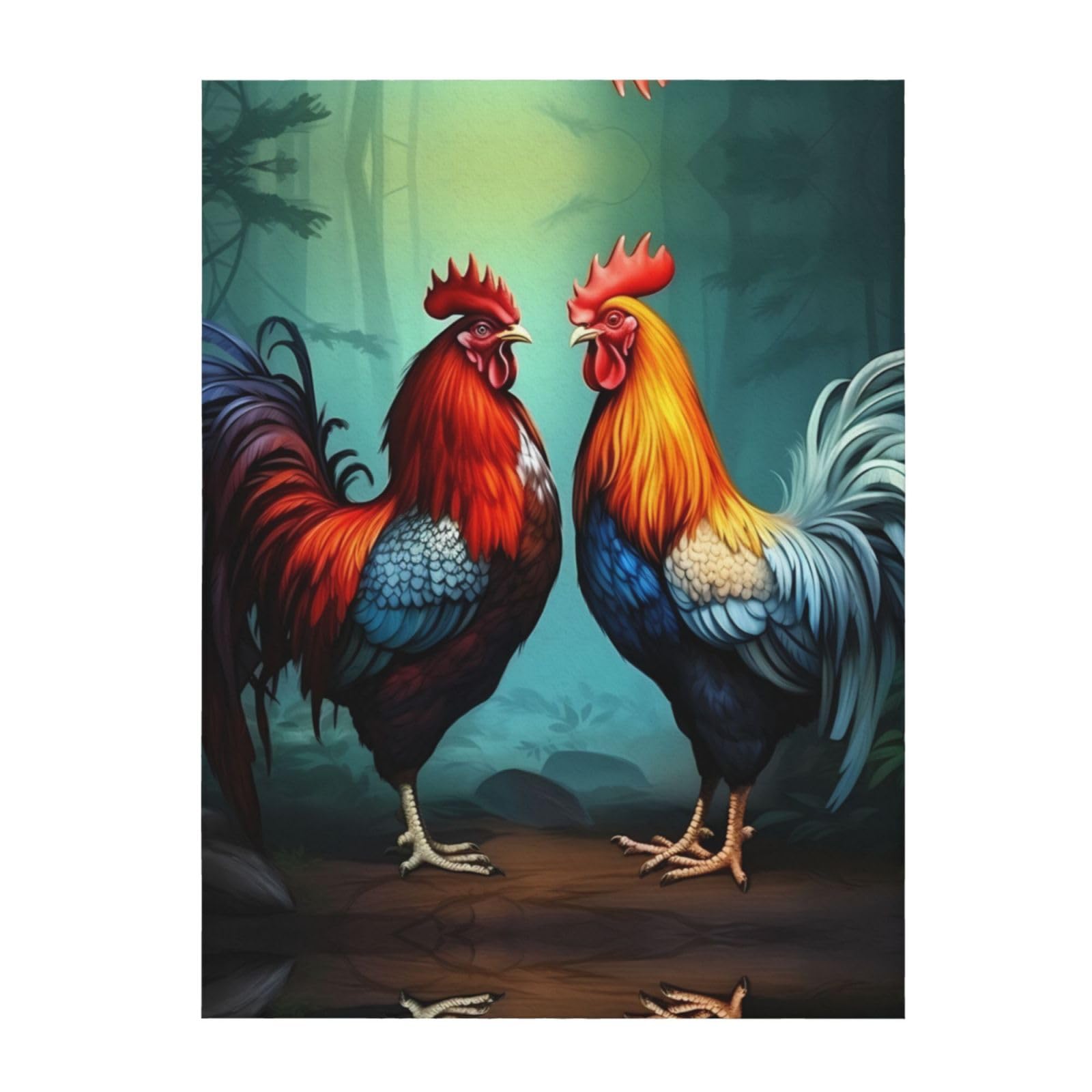 Couverture imprimé coq et poules légère pour éliminer le froid au lit