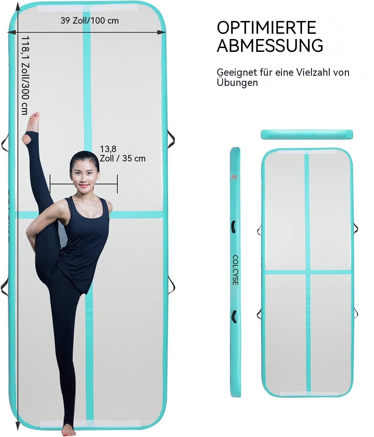 Air Mat, Track Tumbling Mat, 3/4/5/6 m Aufblasbare Gymnastikmatte, Gym Mat, Turnmatte & Fitnessmatte – Tragbar, Training zu Hause, im Freien & Camping
