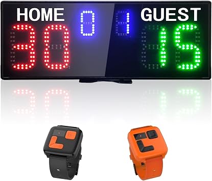 YZ LED Electronic Scoreboard with Watch Control, Digital Scoreboard with Remote, Portable Scoreboard Basketball, Digital Tennis Score Keeper for Net, Scoreboard for Outdoor Games