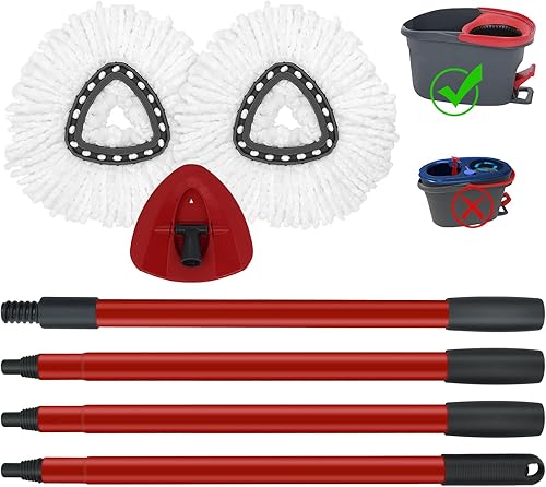 Cabezales de repuesto para trapeador, mango de trapeador y base de fregona de repuesto para sistema O Cedar EasyWring de 1 tanque, 2 repuestos de