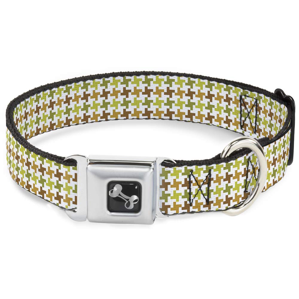 Collier chien pied de poule large 15-66 cm avec boucle de fermeture robuste