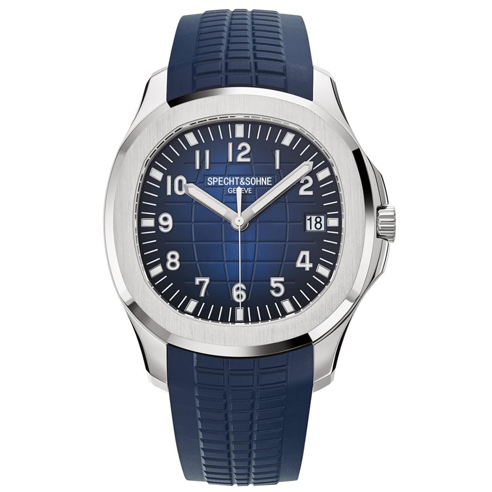 Specht & Söhne Watches for Men Japan Miyota 8215 Movement Watch Sport Movt Classic Automatic Mechanical Mens Wristwatch Rubber Strap Waterproof 40MM