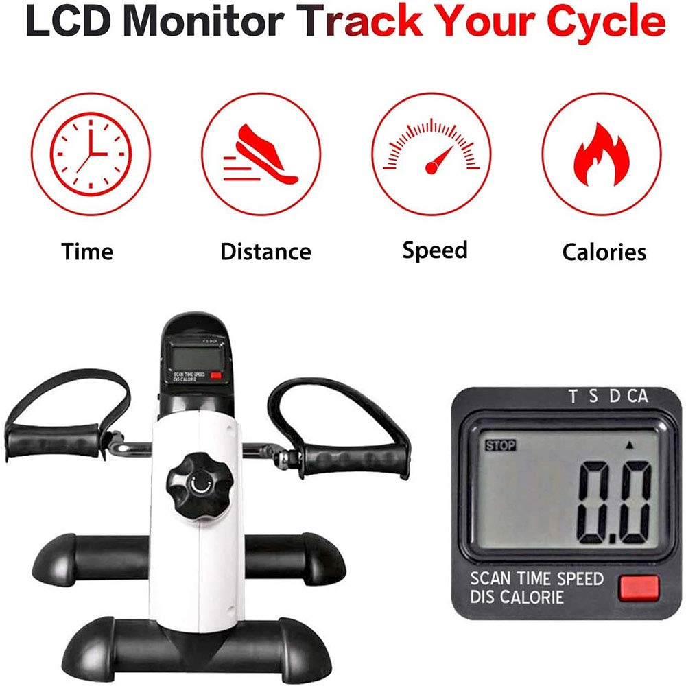 Mini rower treningowy z regulowanym oporem Wyświetlacz LCD Urządzenie fitness do treningu nóg, poręczny, lekki, łatwy do przechowywania