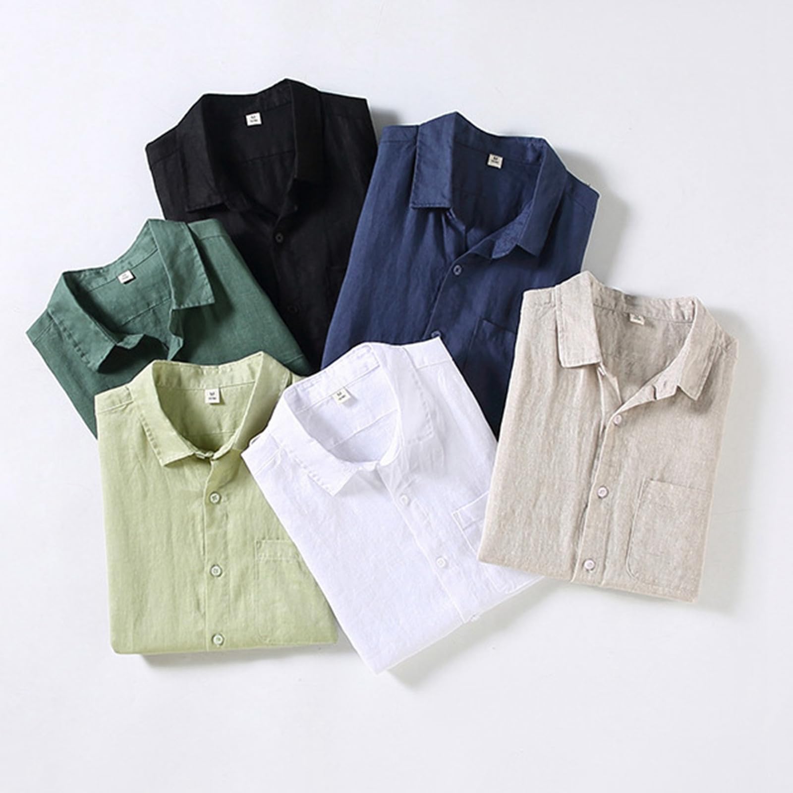 Genérico Camisetas Gimnasio Hombre - Camisa Manga Lino Casual AlgodóN Vuelta hacia Abajo Medio BotóN SóLido Camisa Hombres Hombres Camisas Camiseta Hombre Tiempo