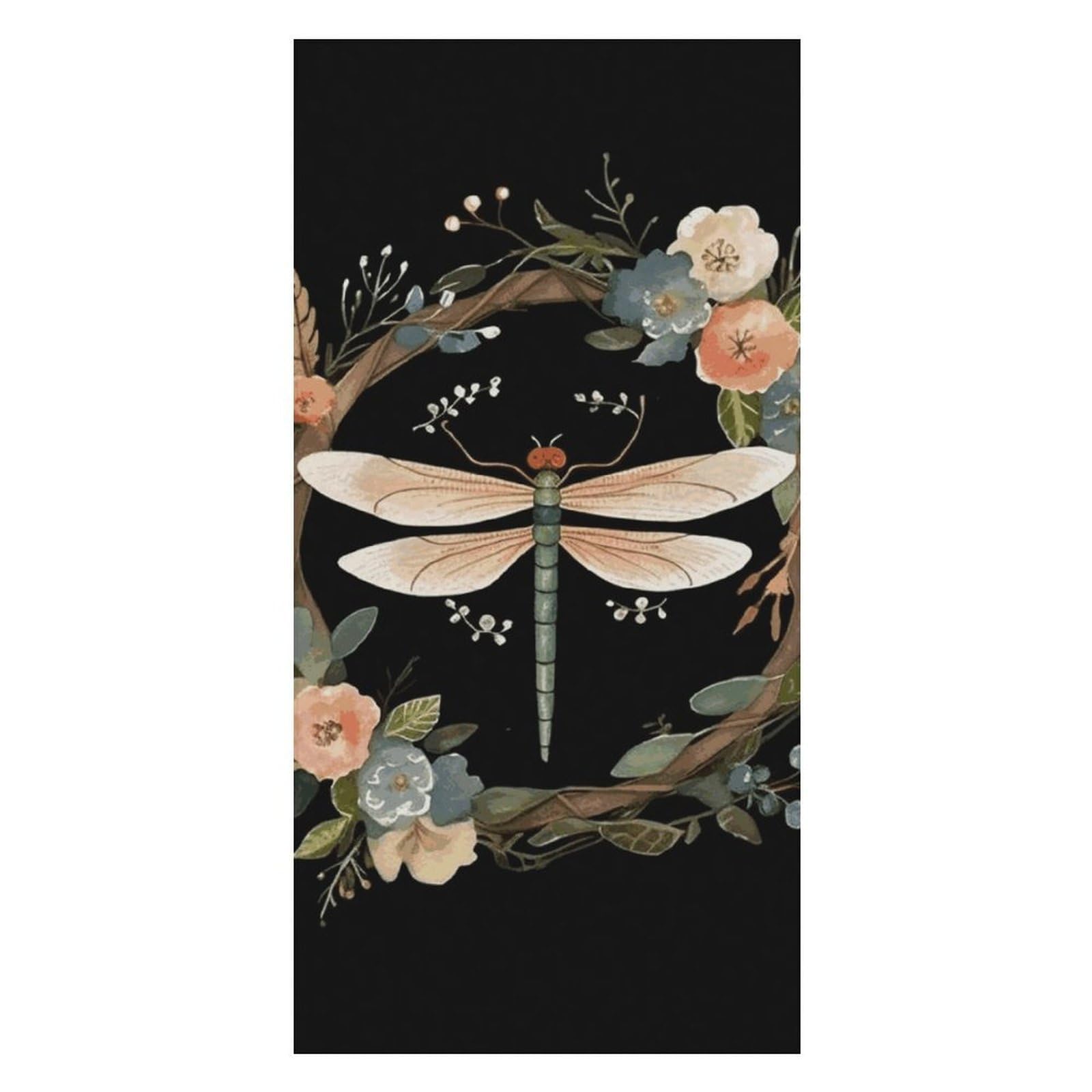 Image of Dragonfly in Wreath Beach Towel Extremely Soft Oversized Towels Lightweight Sports Absorbent Bath Towel Suitable 160"x80" for Swimming Camping Beach