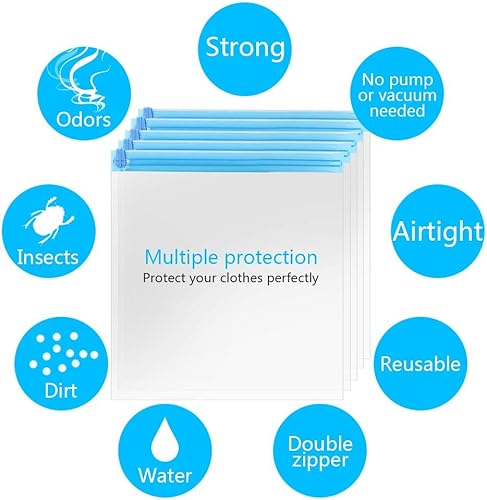 Miniatura 5 de Paquete de 10 bolsas de viaje ahorradoras de espacio (4 x S, 3 x L, 3 x L), bolsa de almacenamiento de viaje al vacío KFYM reutilizable, ahorra el