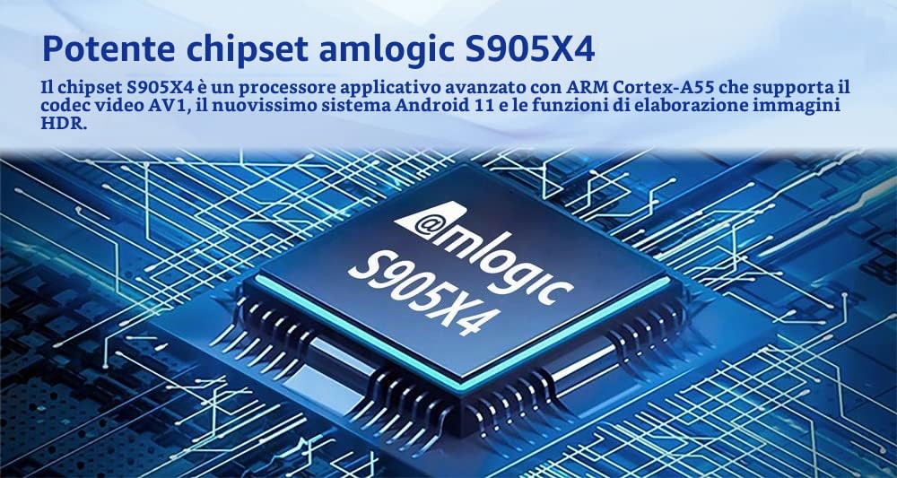 Tanix X4 Android TV Box – Amlogic S905X4 Cortex-A55, 4 GB RAM 64 GB di memoria, Android 11, Gigabit Ethernet e USB 3.0, lettore multimediale 8K 4K HDR10