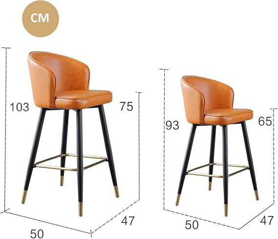 Modern Bar Stools Set Counter Height Dining Chairs Set of 2 Barstools Kitchen Counter Bar Stool Counter Stools Indoor House Design Metal Pub Kitchen(75cm)
