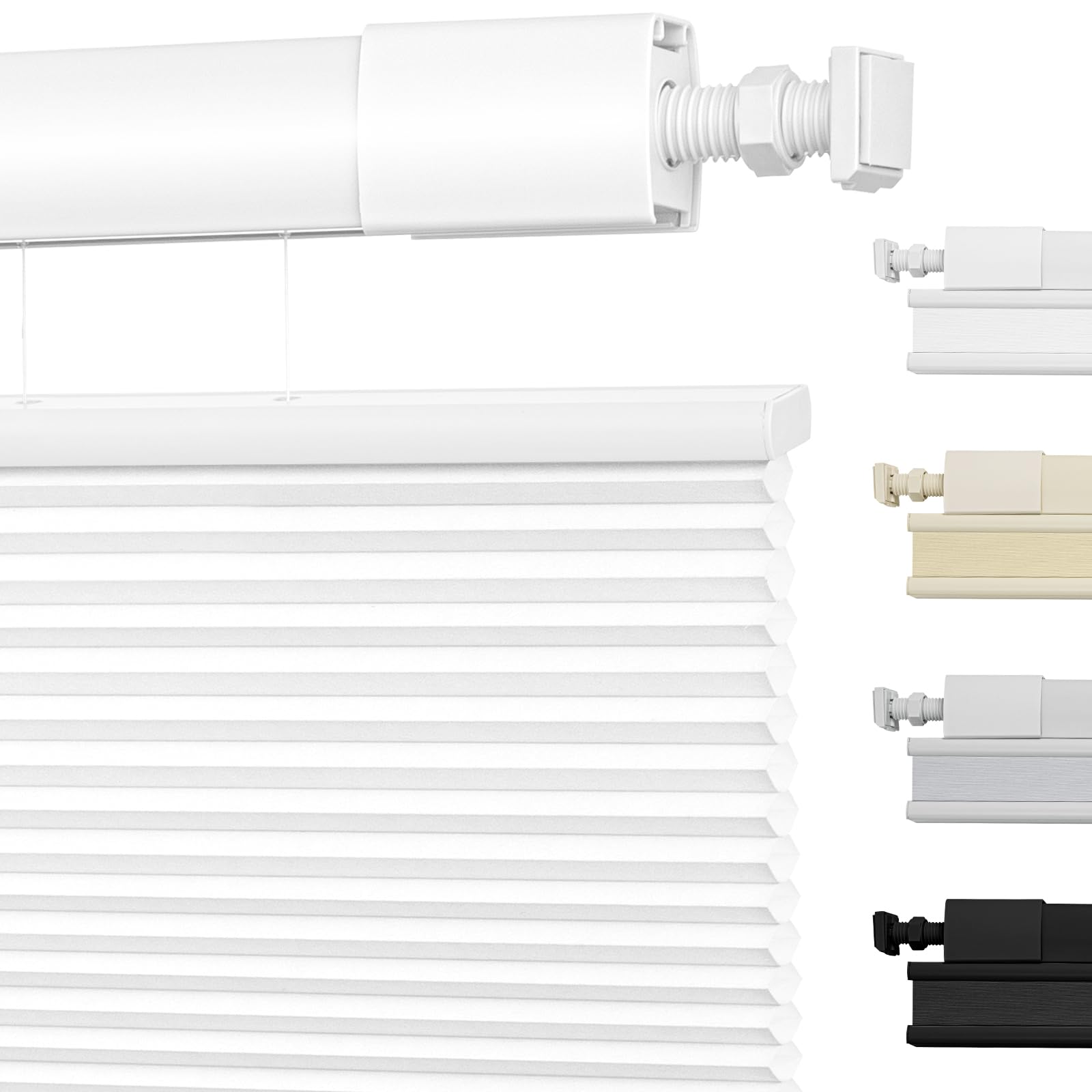 Moonice No Drill Top Down Bottom Up Cellular Pleated Shades Cordless Shades for Windows Light Filtering Honeycomb Blinds for Home Bedroom Office (Light Filtering - White, 112cm W x 198cm H)