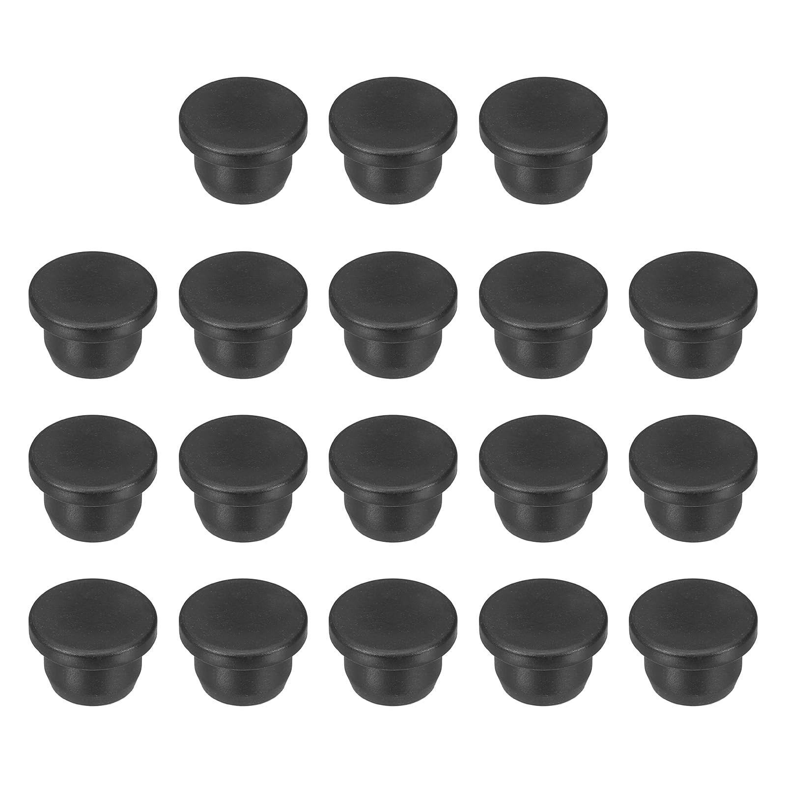 sourcing map 18pcs T-Shaped Silicone Plugs 15.5mm 5/8 Inch Dia Snap in Plug Hole Seal Cover Round Rubber Stopper for 15-15.5mm Holes Kitchen Rubber Bulkheads Waterproof Sealing, Black