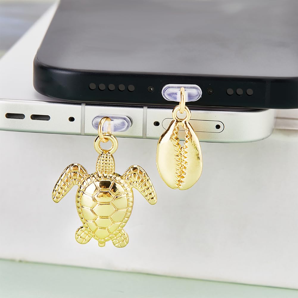 Bouchons Anti-Poussière Type C CREATCABIN - Lot De 8 (4 Styles : Tortue, Étoile De Mer), Breloques Décoratives Pour Kindle Et Smartphones