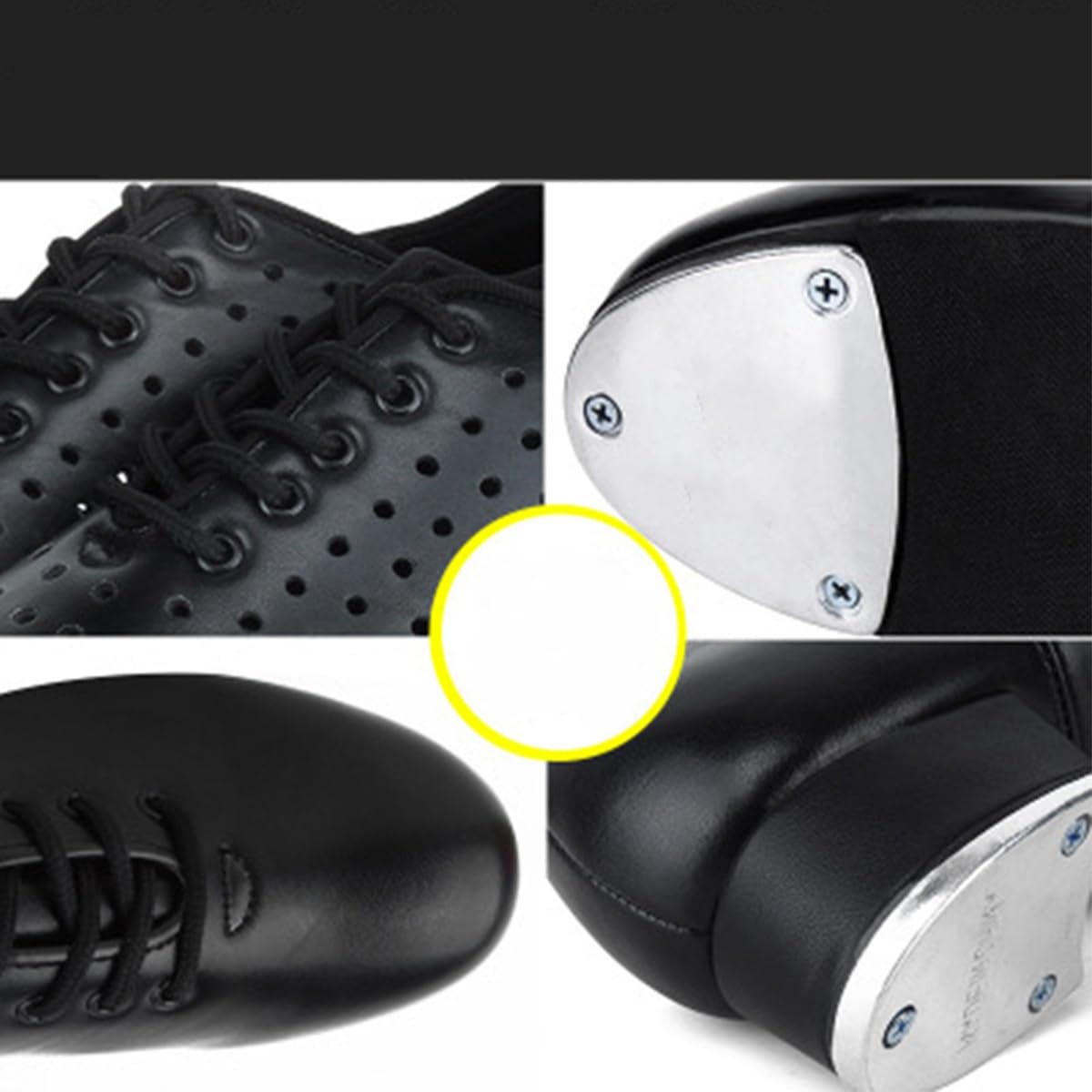 Mujer Zapatos de Entrenamiento de Claque Cordones Zapatos de claqué de Cuero Transpirable para formación de Rendimiento Profesores