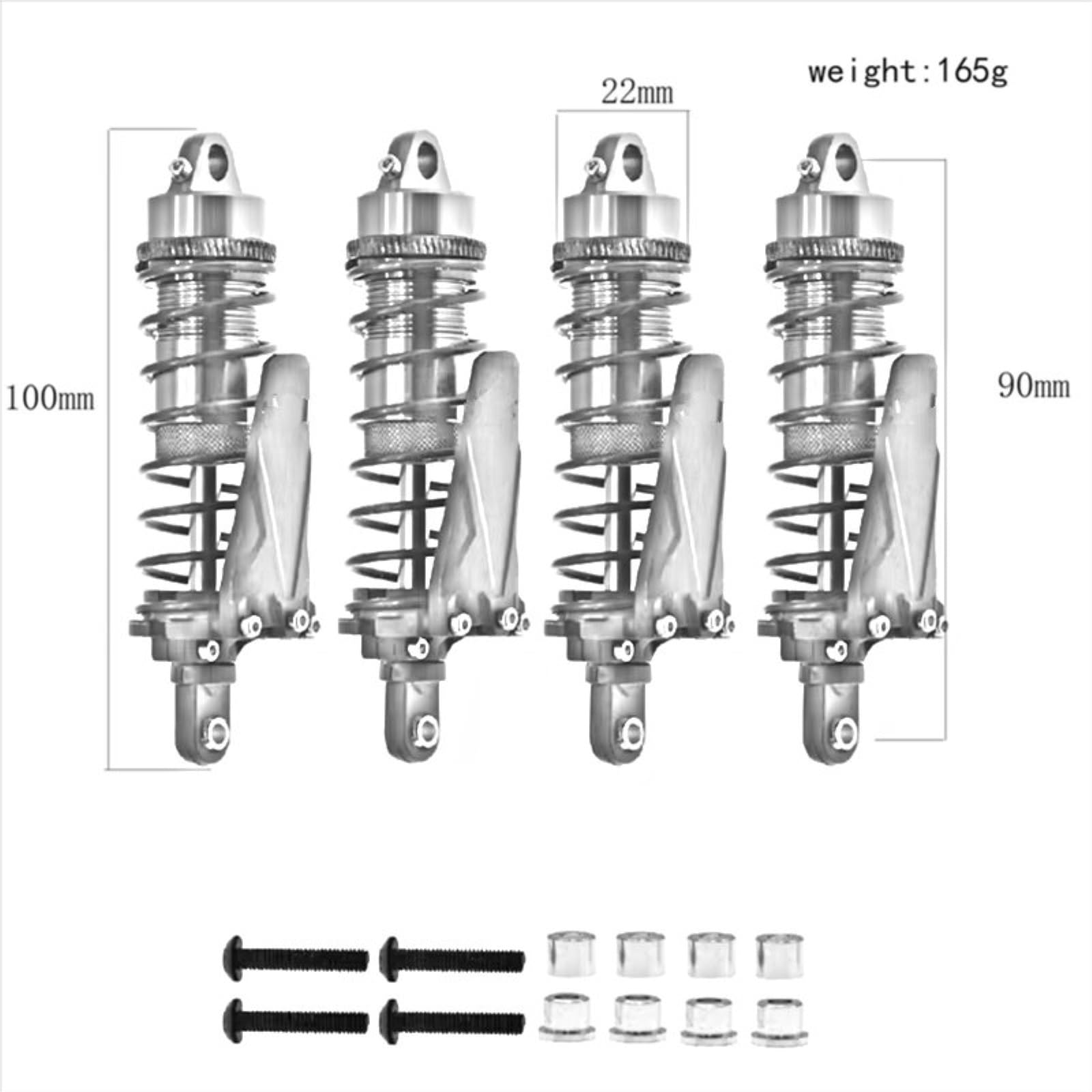 Compatible avec TRX4 pour Axial SCX10II D90 CC01 1/10 Pièces pour Voiture À Chenilles RC 4 Amortisseurs Métalliques Piggyback Trou 90 Mm D'Amortisseur Rc