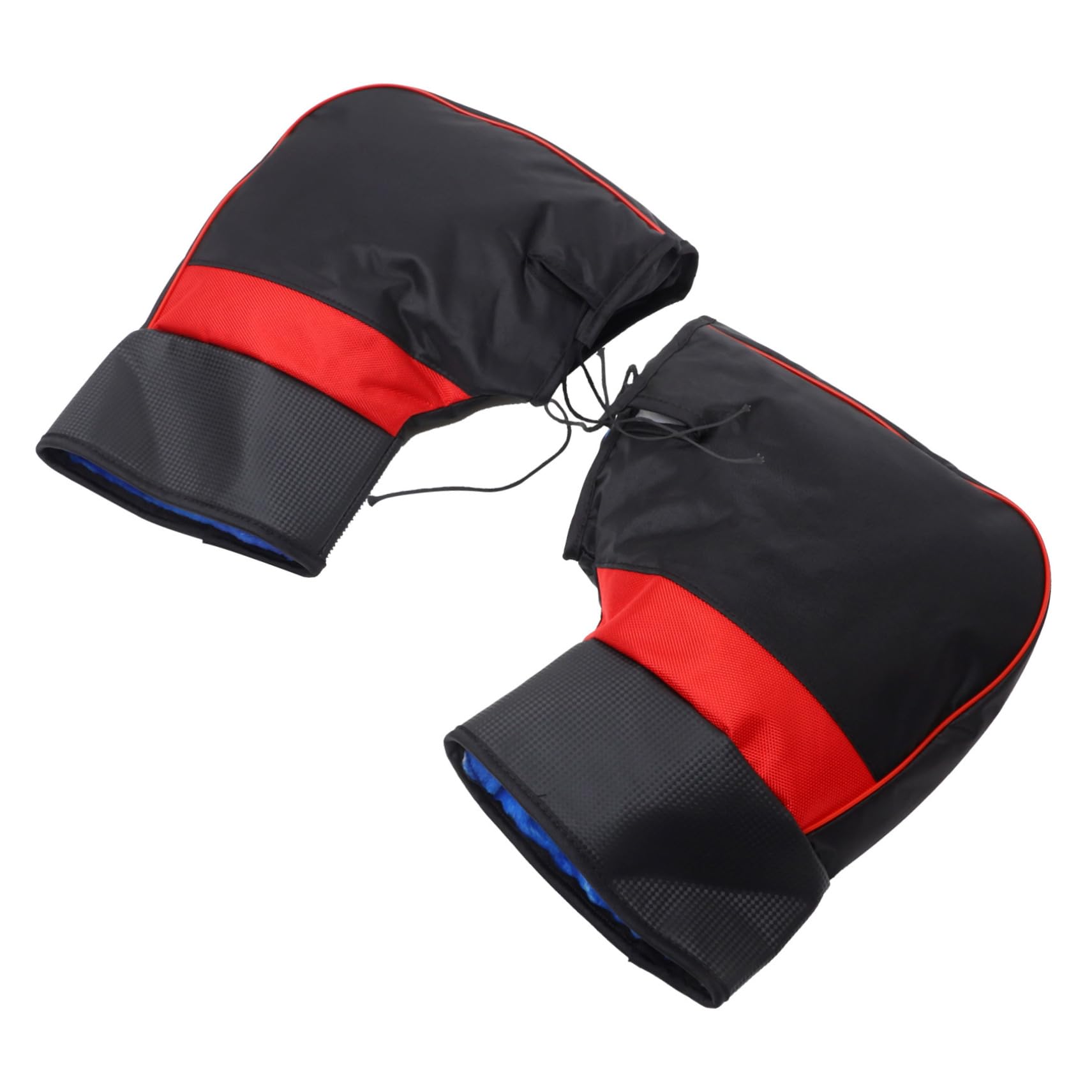 Guanti Manubrio Moto Invernali 1 Paio in Pelle Pu Nero | Peluche Interno, Coulisse, Facile da Rimuovere, Rainproof, per Scooter e Motorbike Colore Casuale